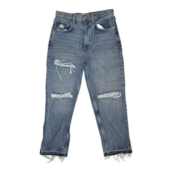 We The Free Lita Distressed Cropped Jeans in Yosemite Blue - Size 27 - Picture 2 of 6